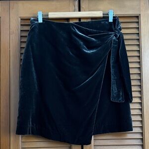 Ann Taylor Black Asymmetrical Velvet Mini Skirt
